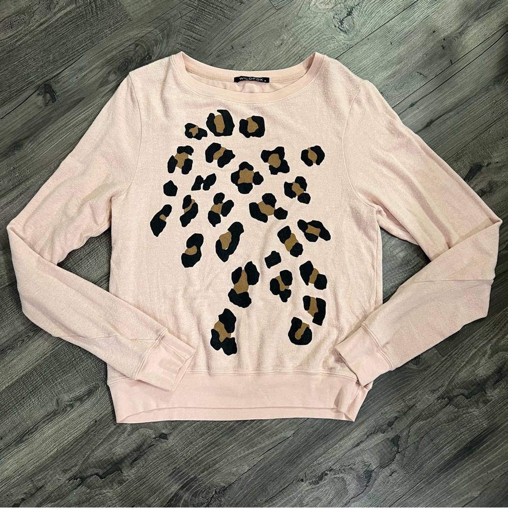 Wildfox Sweater Pink Leopard Cheetah Print Small